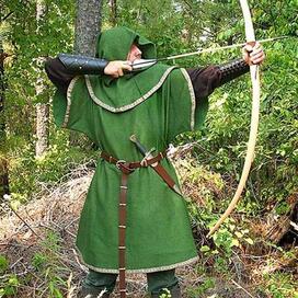 Hooded Archer with long tunic in forest
