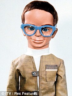 Brains puppet with glasses Anthony Perkins look-a-like