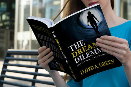 Kindle Countdown book. Woman outside reading The Dream Dilemma. reading