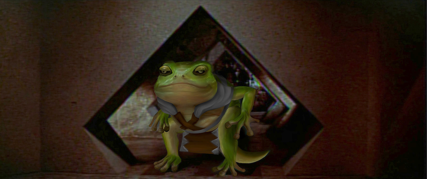 Prior to The Fall of the Krell, frog in a triangular doorway.